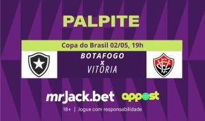 Representação gráfica com as imagens dos escudos de Botafogo x Vitória para o jogo da Copa do Brasil.