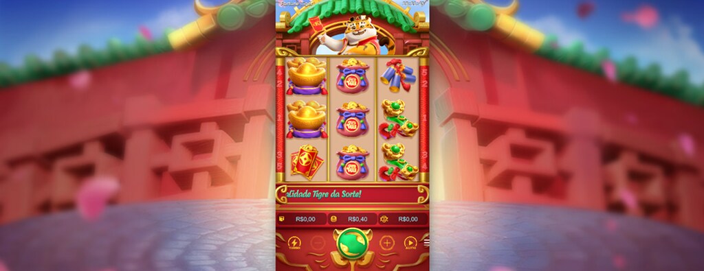 Tela do jogo de slot Fortune Tiger, com um tempo vermelho ao fundo.