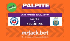 Representação gráfica com as imagens dos escudos de Chile x Argentina para o jogo da Copa América.